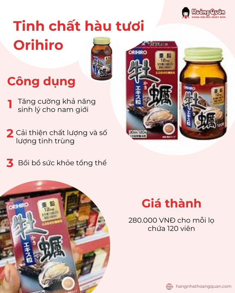 Thực phẩm chức năng của Nhật dành cho nam hàu tươi Orihiro 120 viên