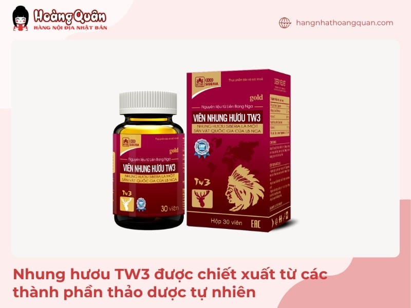Nhung hươu TW3 với bảng thành phần thảo dược thiên nhiên