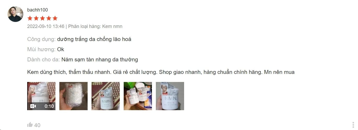 Review khi sử dụng sản phẩm kem nmn