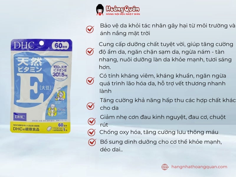 Công dụng Viên uống DHC Vitamin E 60