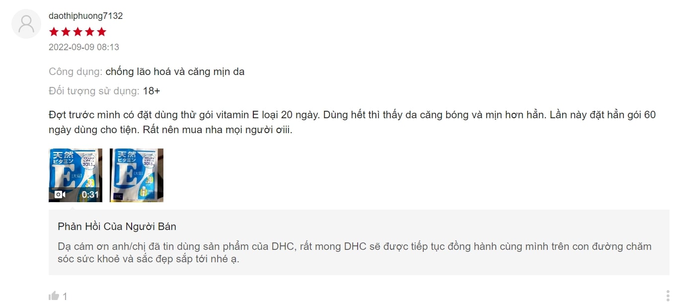 Những đánh giá tích cực từ người dùng viên uống tại Shopee