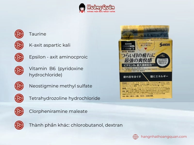 Thành phần thuốc nhỏ mắt FX V+ Santen vàng