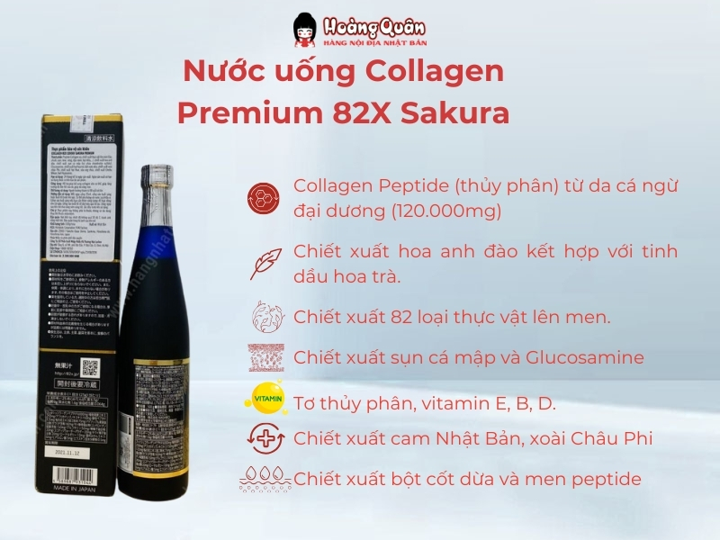 Bảng thành phần Nước uống Collagen Premium 82X Sakura