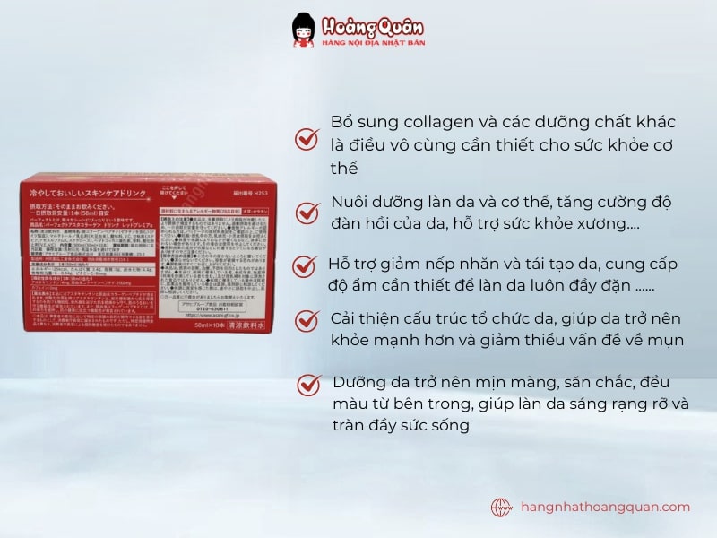 Công dụng Nước uống Asahi Collagen Red Premier vị bưởi