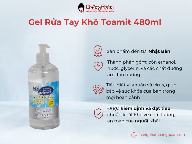Gel rửa tay khô Toamit 480ml được các bác sĩ khuyên dùng để bảo vệ sức khỏe