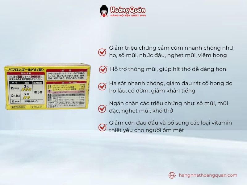 Công dụng Viên uống cảm cúm Taisho 210 viên