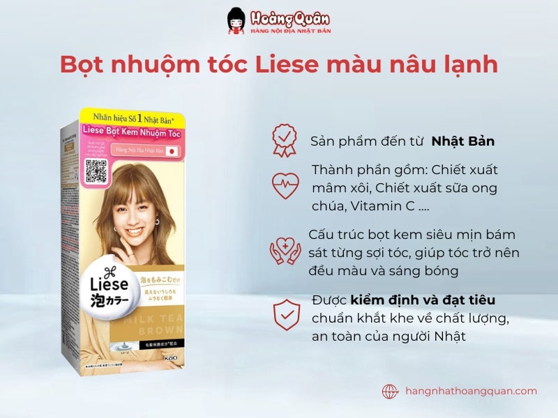 Bọt nhuộm tóc Liese màu nâu lạnh (Airy Brown) cực kỳ tiện lợi để nhuộm tóc tại nhà