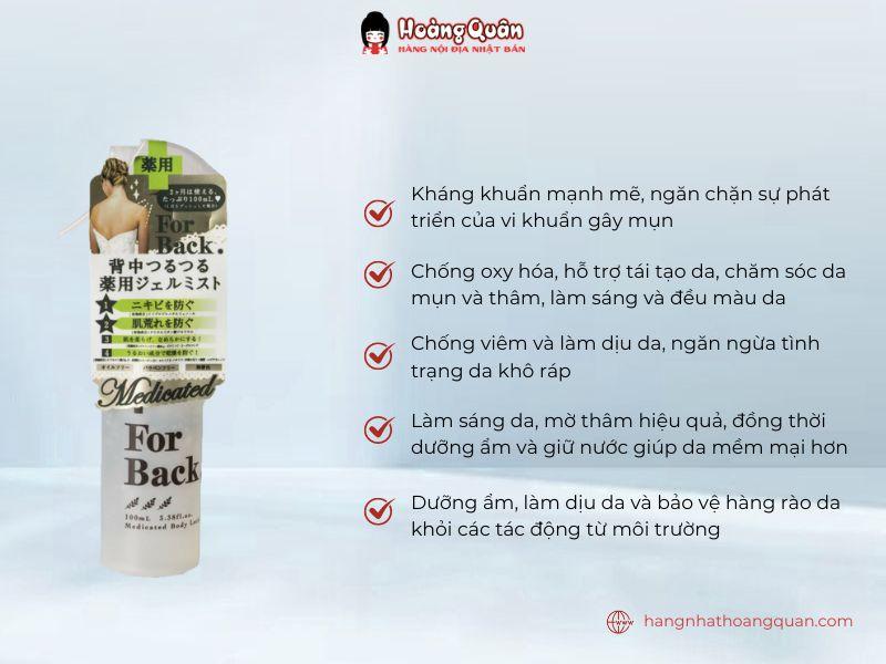 Công dụng Gel xịt trị mụn lưng Pelican For Back 100ml