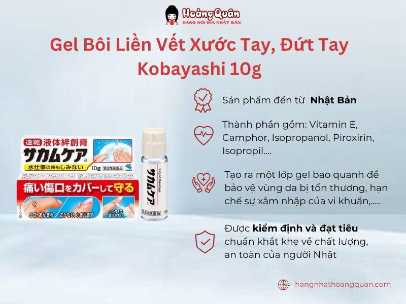 Gel bôi liền vết xước tay, đứt tay Kobayashi 10g chứa nhiều thành phần làm dịu và phục hồi da