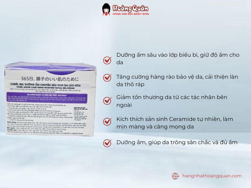 Công dụng Cream/gel dưỡng ẩm chuyên sâu cho da lão hóa CURÉL 40g