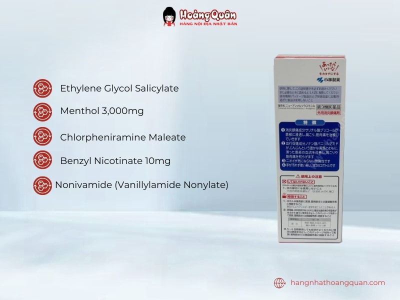 Thành phần dầu nóng thoa xương khớp Yoko 80ml