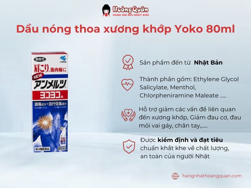 Dầu nóng thoa xương khớp Yoko 80ml có mặt trong nhiều gia đình Nhật Bản