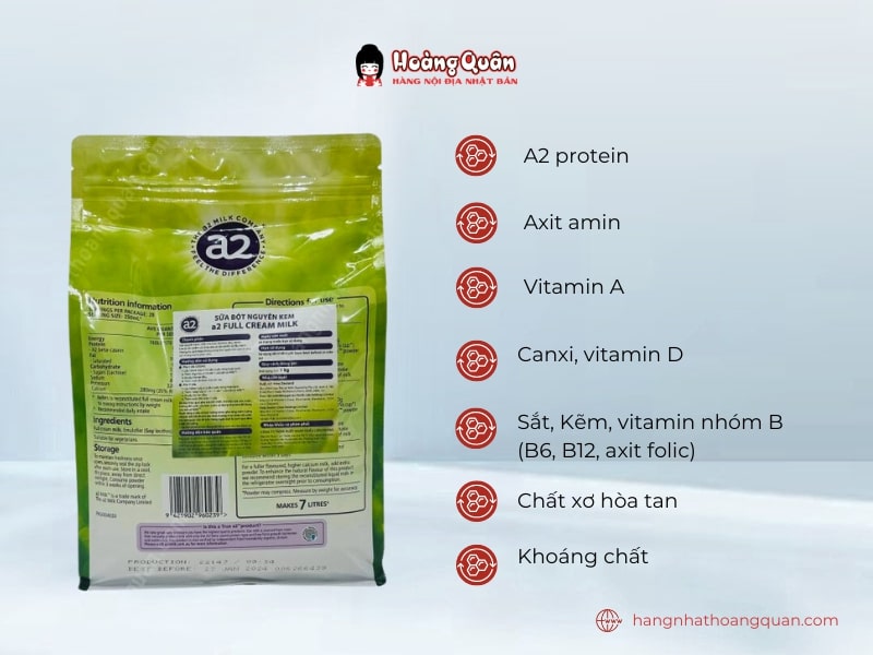 Các thành phần dinh dưỡng có trong sữa