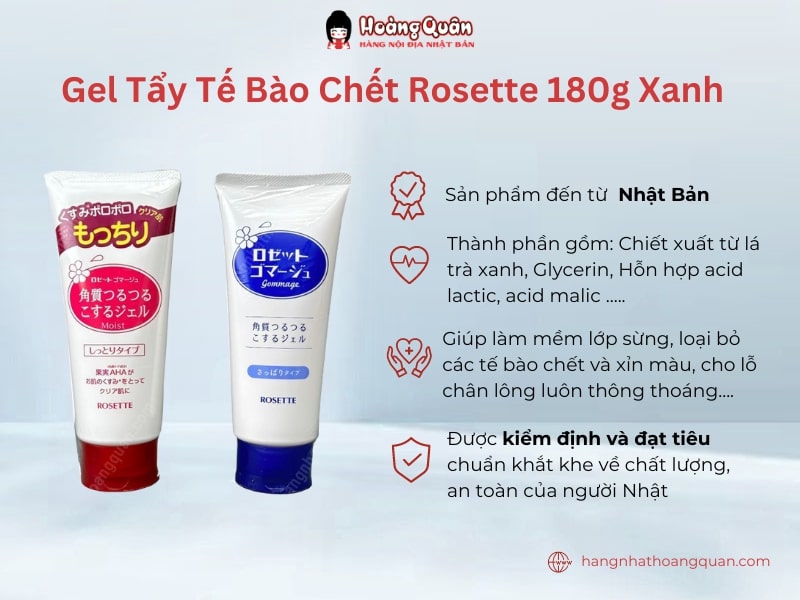 Gel tẩy tế bào chết Rosette 180g Xanh chính là bí quyết của làn da rạng rỡ phụ nữ Nhật