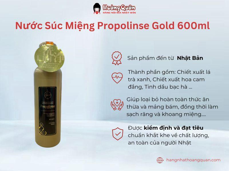 Nước súc miệng Propolinse Gold 600ml với công thức an toàn dùng được với mọi đối tượng