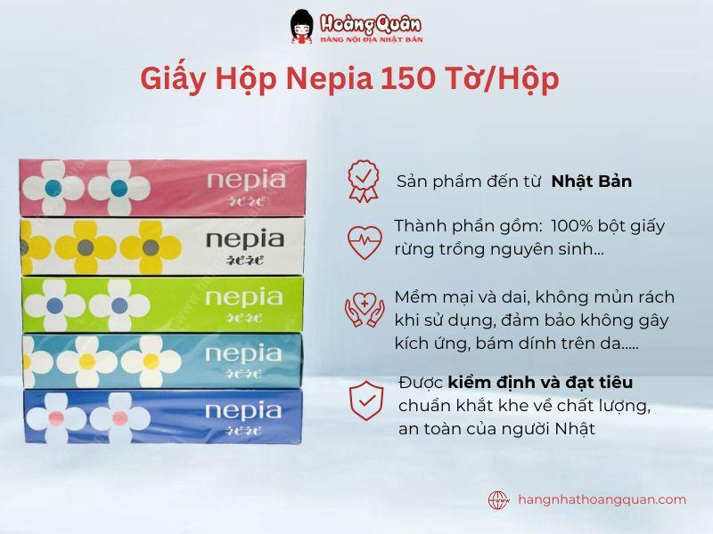 Giấy hộp Nepia 150 tờ/hộp (Block) được sản xuất từ bột giấy nguyên sinh an toàn