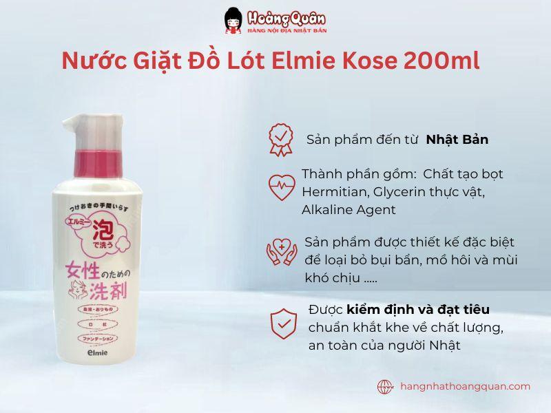 Nước giặt đồ lót Elmie Kose 200ml giúp vệ sinh sạch sẽ hơn đồ lót của bạn