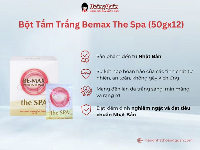 Bột Tắm Trắng Bemax The Spa (50gx12) an toàn, hiệu quả