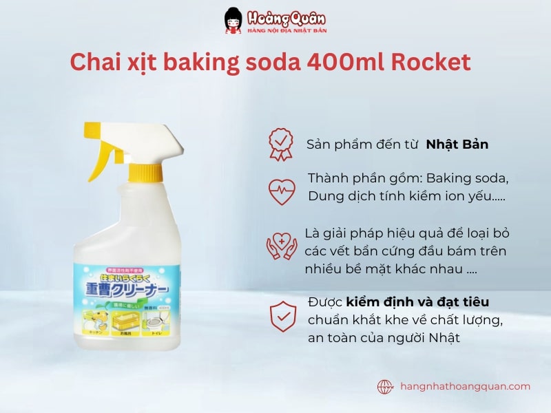 Chai xịt baking soda 400ml Rocket là sản phẩm đa năng để vệ sinh căn nhà bạn