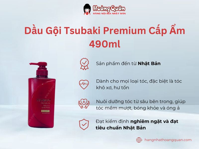 Dầu Gội Tsubaki Premium Cấp Ẩm 490ml từ thương hiệu Shiseido