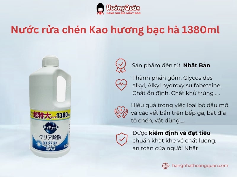 Nước rửa chén Kao hương bạc hà