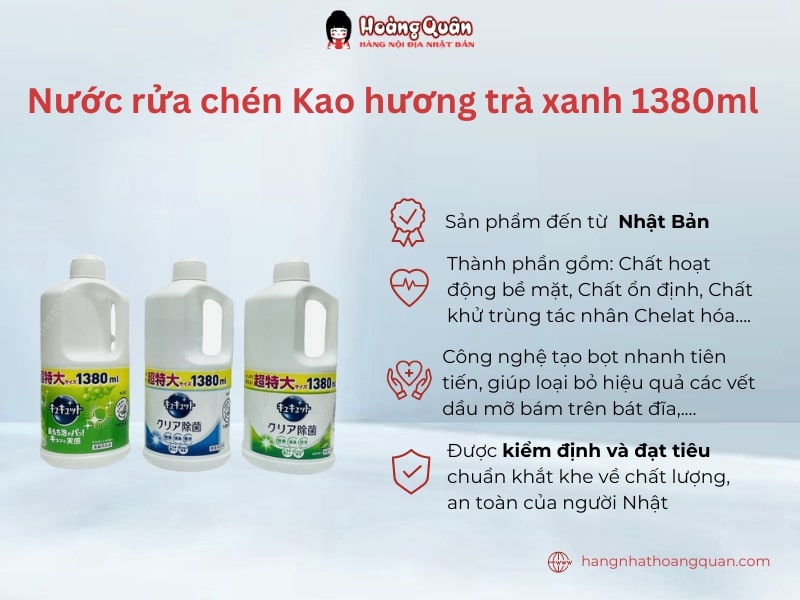 Nước rửa chén Kao hương trà xanh