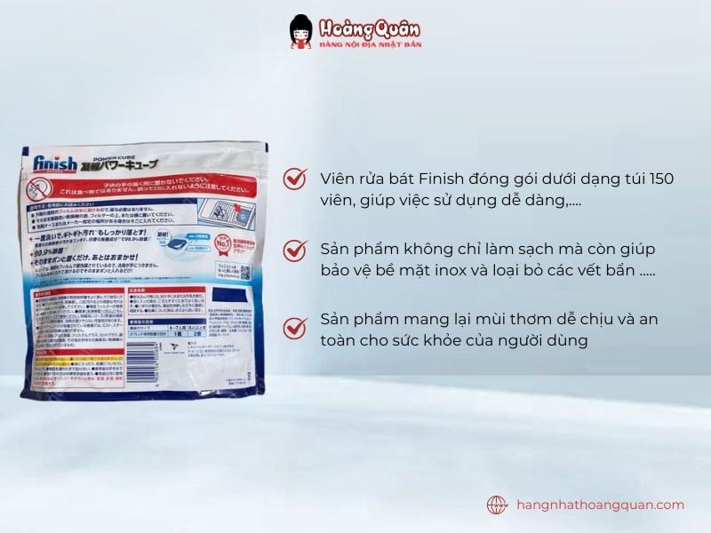 Ưu Điểm viên rửa chén Finish 150 viên sử dụng dành riêng cho máy rửa bát