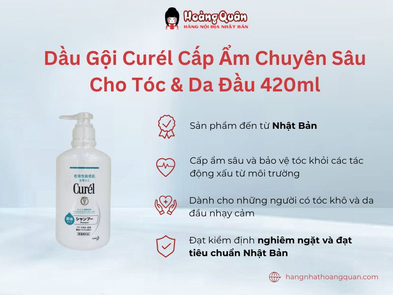 Dầu Gội Curél Cấp Ẩm Chuyên Sâu Cho Tóc & Da Đầu 420ml từ thương hiệu Curél