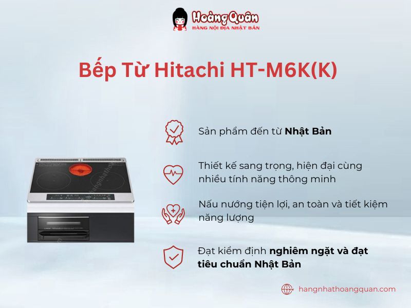 Bếp Từ Hitachi HT-M6K(K) hiện đại, an toàn, thông minh