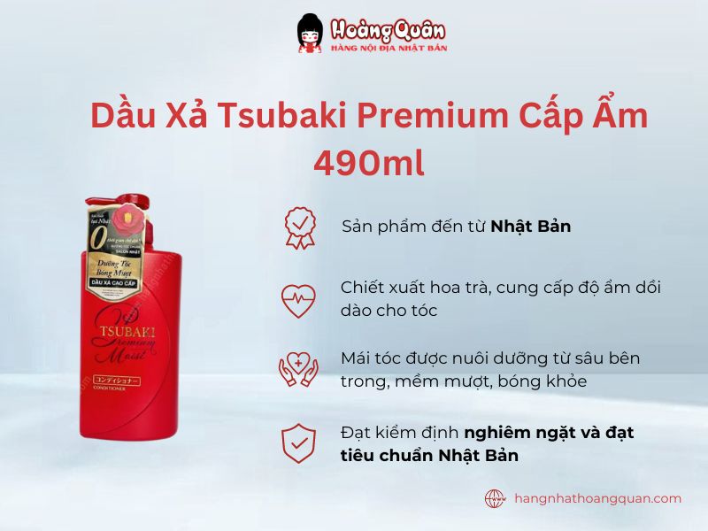 Dầu Xả Tsubaki Premium Cấp Ẩm 490ml là sản phẩm của thương hiệu Shiseido
