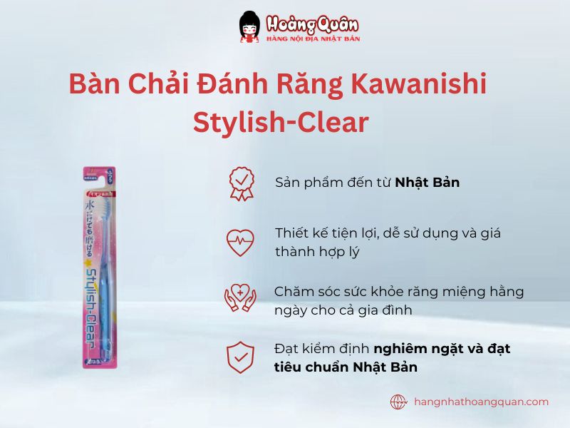 Bàn Chải Đánh Răng Kawanishi Stylish-Clear chăm sóc sức khỏe răng miệng