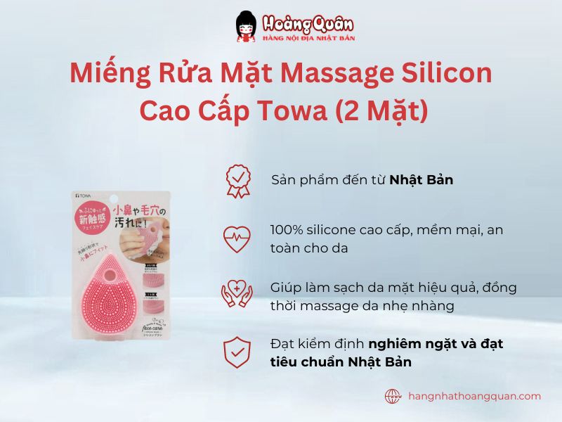 Miếng Rửa Mặt Massage Silicon Cao Cấp Towa an toàn cho da