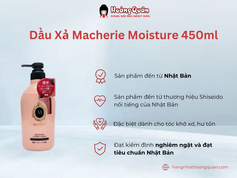 Dầu Xả Macherie Moisture 450ml phục hồi tóc hư tổn và dưỡng ẩm tóc