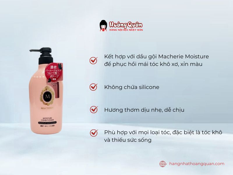 Dầu Xả Macherie Moisture 450ml phục hồi tóc hư tổn