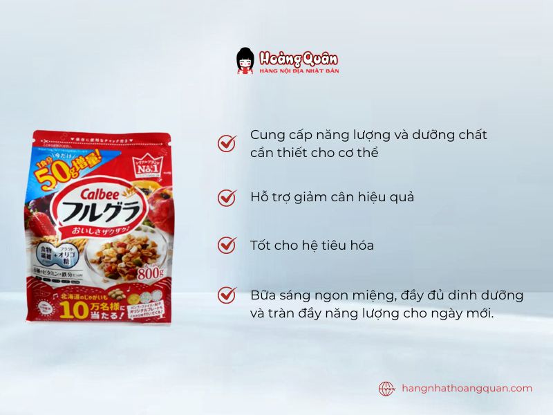 Ngũ cốc Calbee cung cấp dưỡng chất cho cơ thể