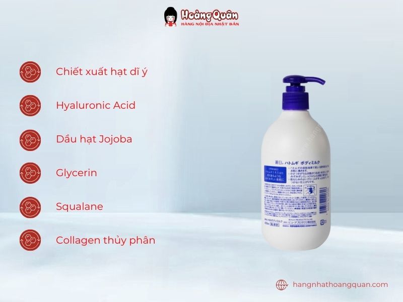 Thành phần Sữa dưỡng thể Hatomugi Ban đêm