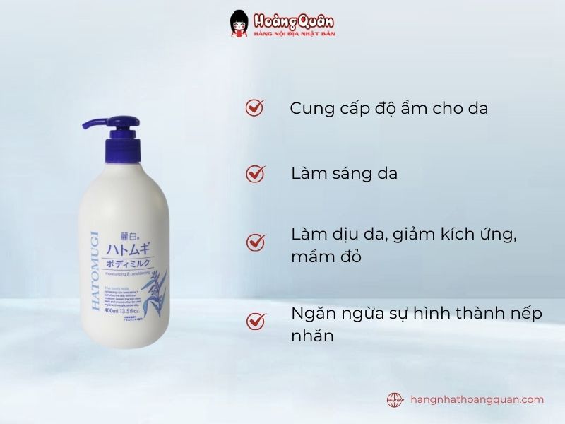 Công dụng Sữa dưỡng thể Hatomugi Ban đêm