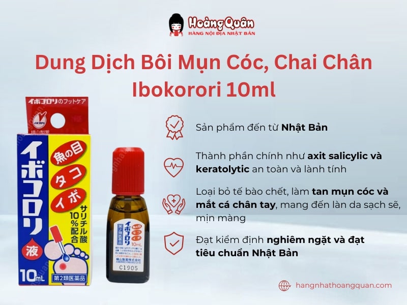 Dung Dịch Bôi Mụn Cóc, Chai Chân Ibokorori 10ml