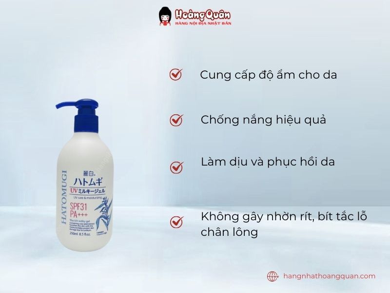 Công dụng Sữa dưỡng thể chống nắng Hatomugi SPF31+