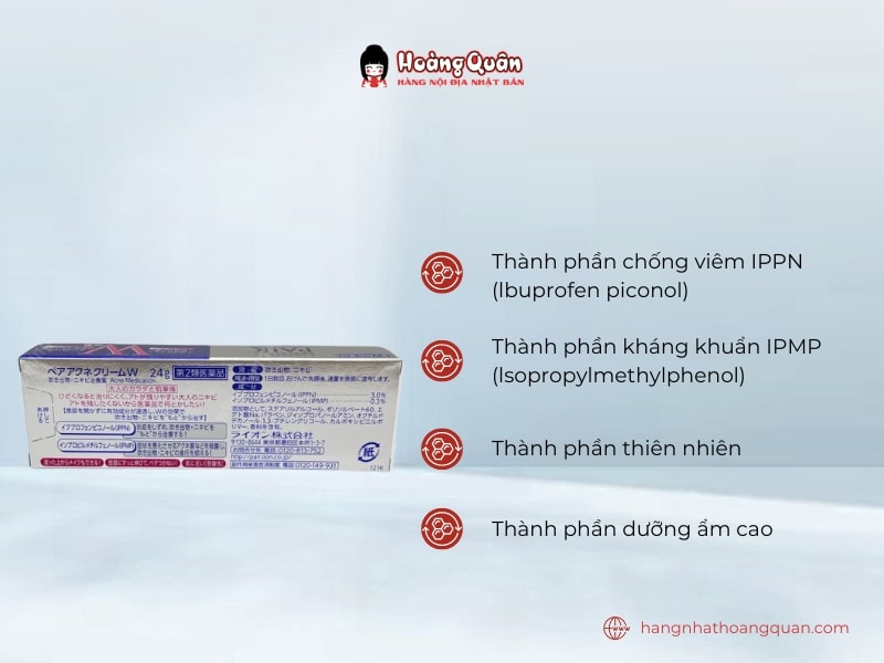 Thành phần Kem Trị Mụn Pair Acne W Cream