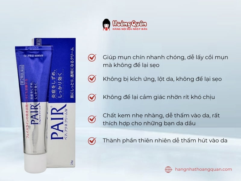 Công dụng Kem Trị Mụn Pair Acne W Cream 