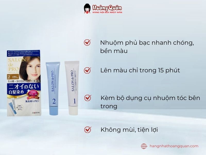 Công dụng Thuốc Nhuộm Tóc Phủ Bạc Salon De Pro 