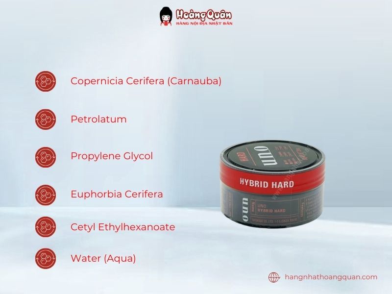 Thành phần Gel vuốt tóc Uno