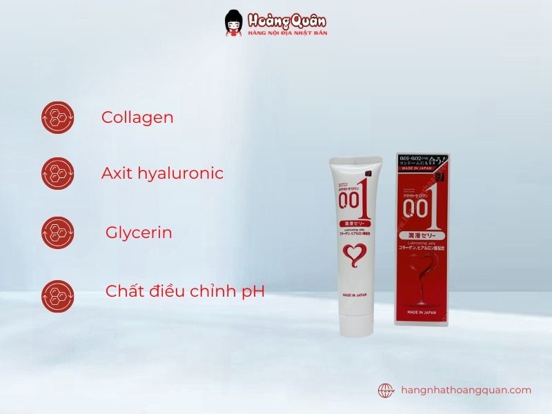 Thành phần Gel bôi trơn Okamoto Zero One 001 