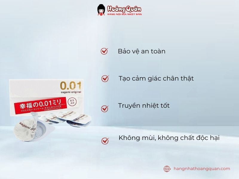Công dụng bao cao su Sagami Original 0.01mm