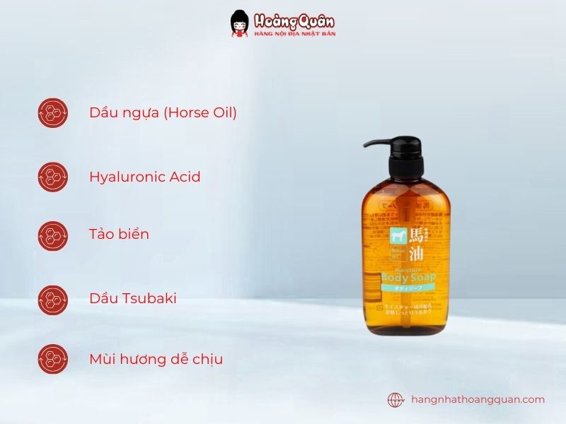 ưu điểm Sữa tắm chiết xuất mỡ ngựa Kumano 600mL