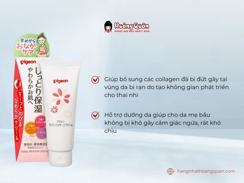 Công dụng của Kem Chống Rạn Da Cho Bà Bầu Pigeon trước sinh hồng 110g