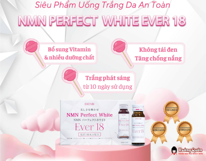 Nước Uống Trắng Da Eikenbi NMN Perfect White Ever 18 (10Cx30ml)