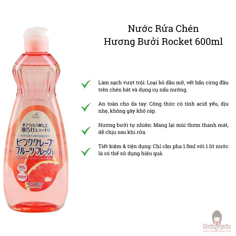 Nước Rửa Chén Hương Bưởi Rocket 600ml giá tốt