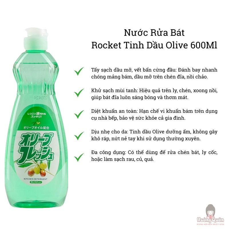 Nước Rửa Bát Rocket Tinh Dầu Olive 600Ml giá rẻ